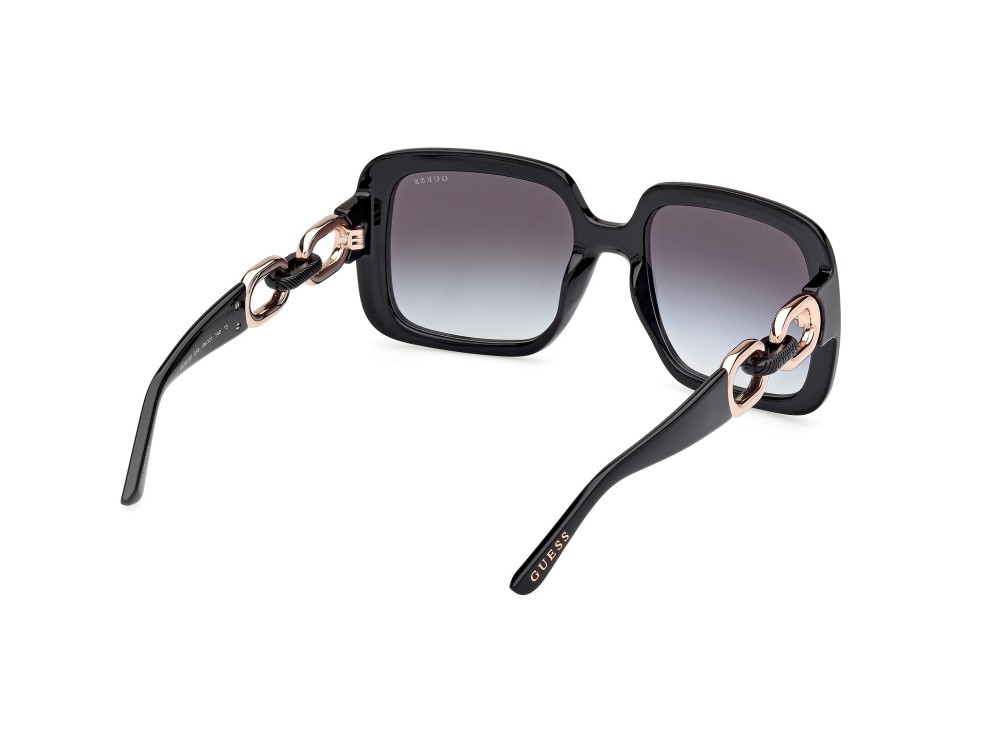 Occhiali da sole Guess GU00161 (01B) colore nero lucido - oro rosè lucido forma quadrato lenti fumo grad.