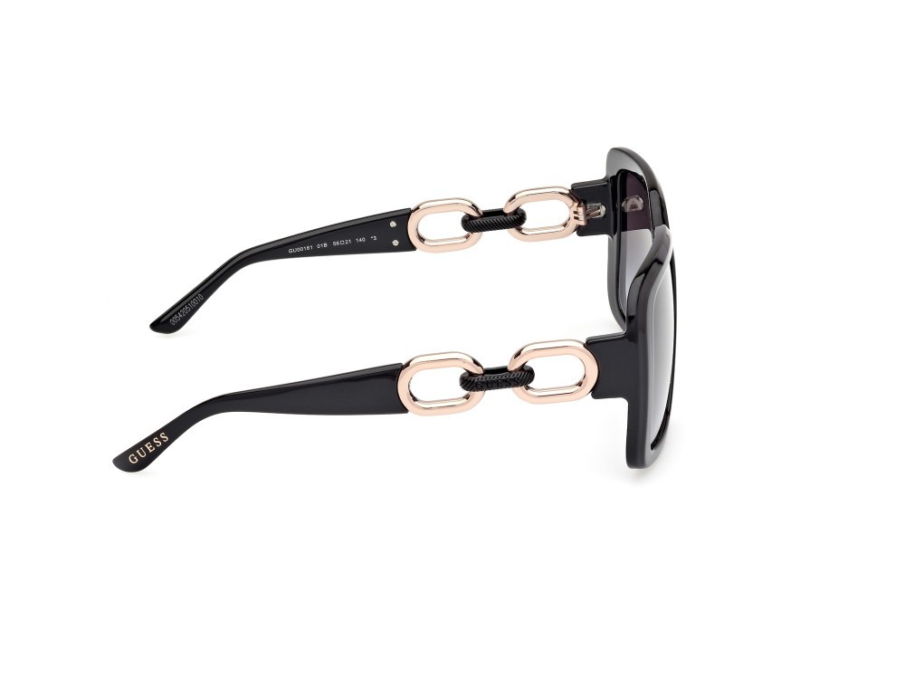 Occhiali da sole Guess GU00161 (01B) colore nero lucido - oro rosè lucido forma quadrato lenti fumo grad.