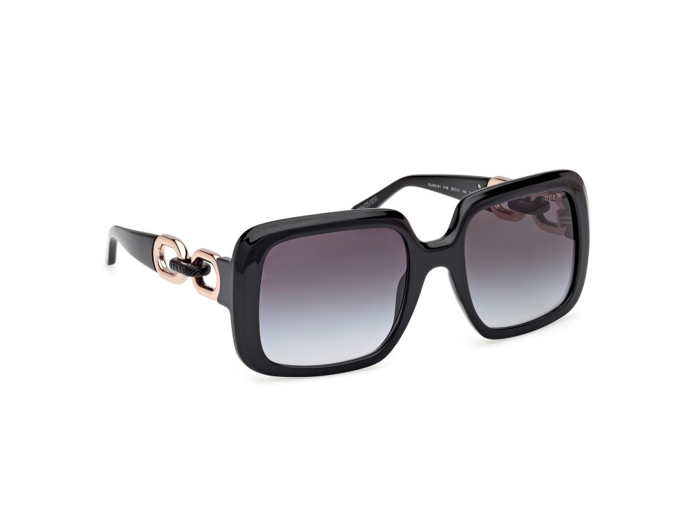 Occhiali da sole Guess GU00161 (01B) colore nero lucido - oro rosè lucido forma quadrato lenti fumo grad.