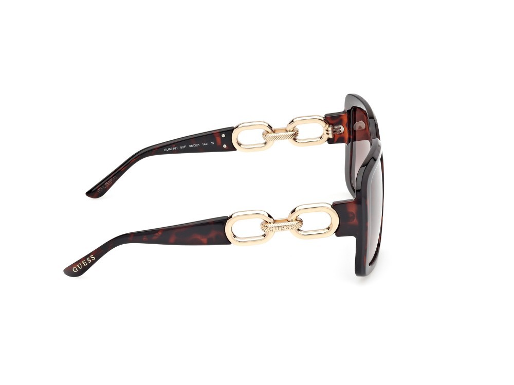 Occhiali da sole Guess GU00161 (52F) colore avana scura - oro pallido lucido forma quadrato lenti marrone sfumato