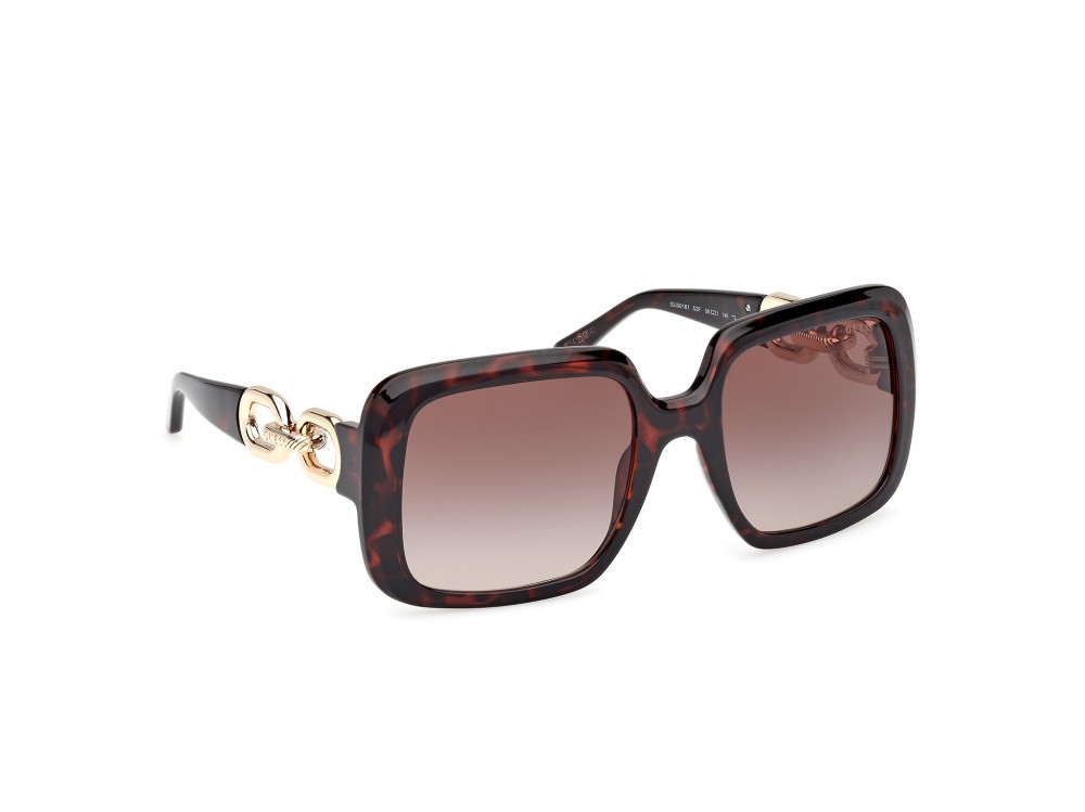 Occhiali da sole Guess GU00161 (52F) colore avana scura - oro pallido lucido forma quadrato lenti marrone sfumato