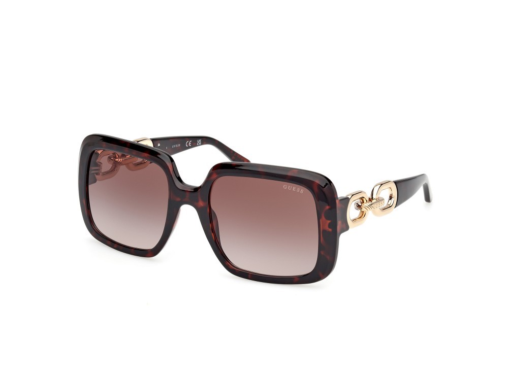 Occhiali da sole Guess GU00161 (52F) colore avana scura - oro pallido lucido forma quadrato lenti marrone sfumato