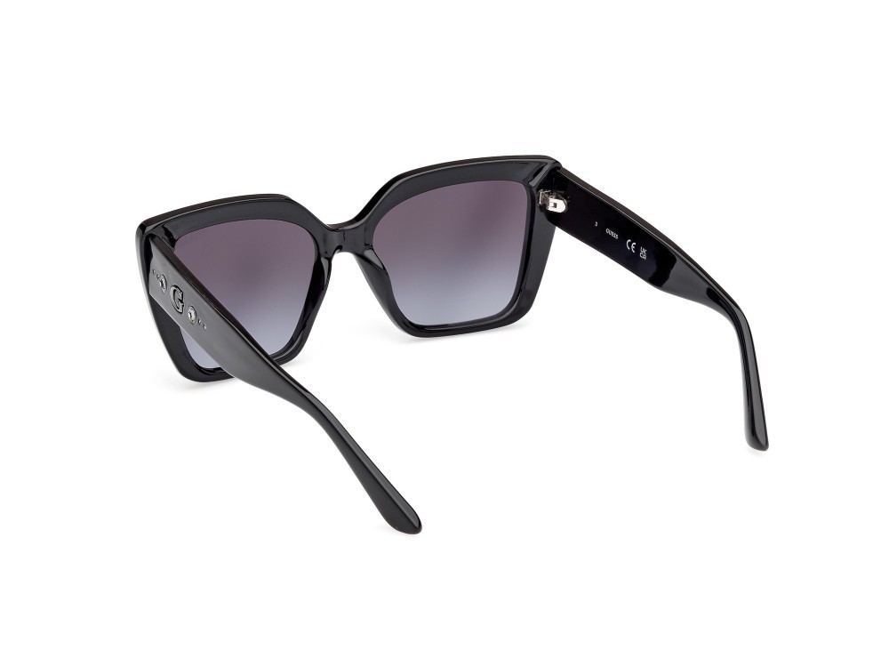 Occhiali da sole Guess GU00162 (01B) colore nero lucido forma farfalla lenti fumo grad.