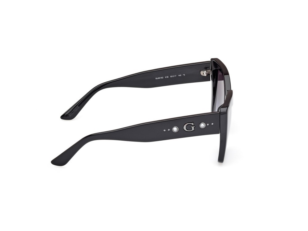 Occhiali da sole Guess GU00162 (01B) colore nero lucido forma farfalla lenti fumo grad.