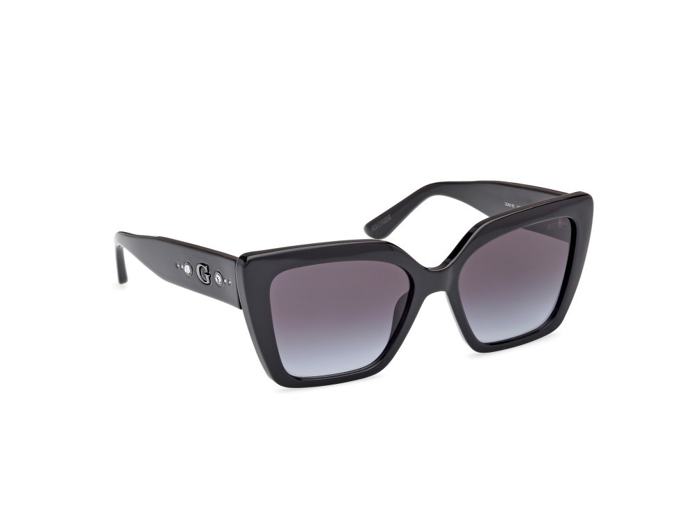 Occhiali da sole Guess GU00162 (01B) colore nero lucido forma farfalla lenti fumo grad.