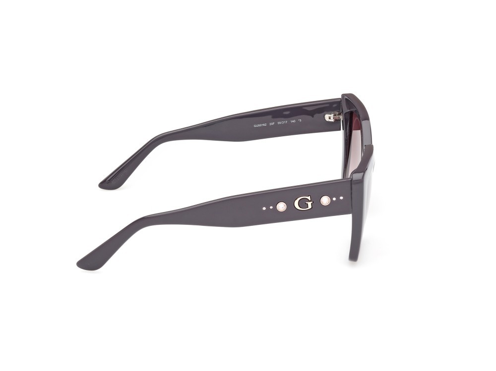 Sunglasses Guess GU00162 (20F) color grigio lucido shape butterfly lenses marrone sfumato