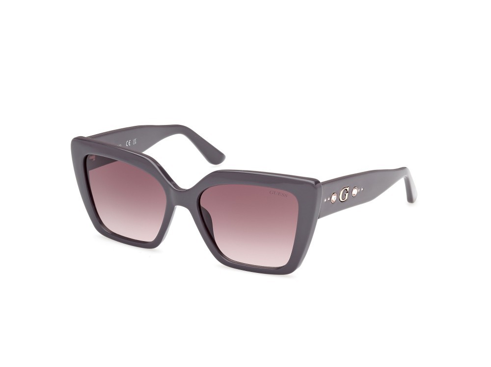 Sunglasses Guess GU00162 (20F) color grigio lucido shape butterfly lenses marrone sfumato