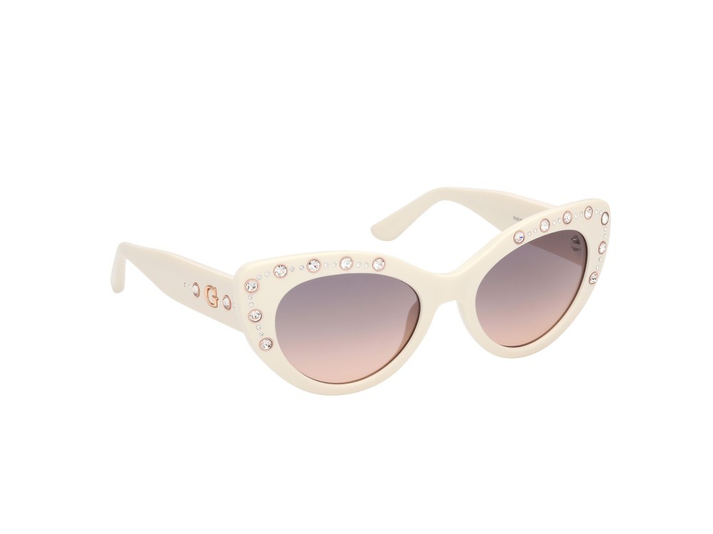 Sonnenbrillen Guess GU00163 (21B) farbe bianco lucido form cat-eye gläser fumo grad.