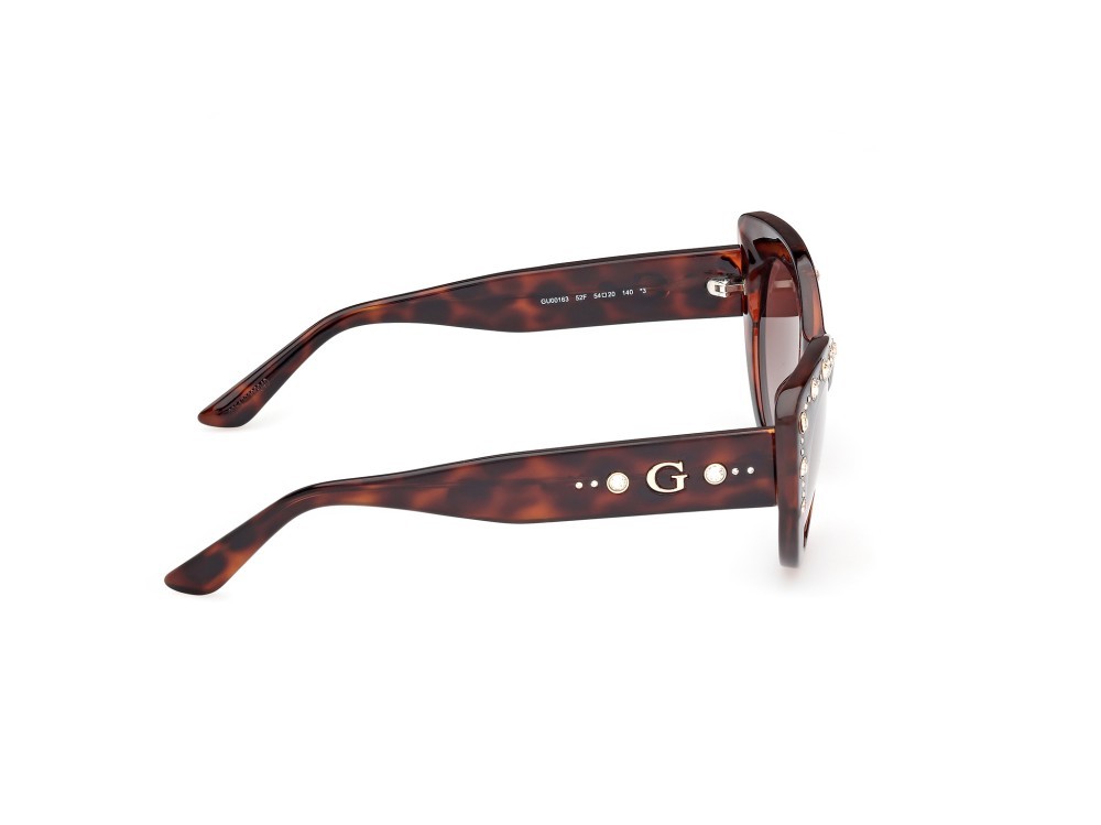 Occhiali da sole Guess GU00163 (52F) colore avana scura forma cat eye lenti marrone sfumato