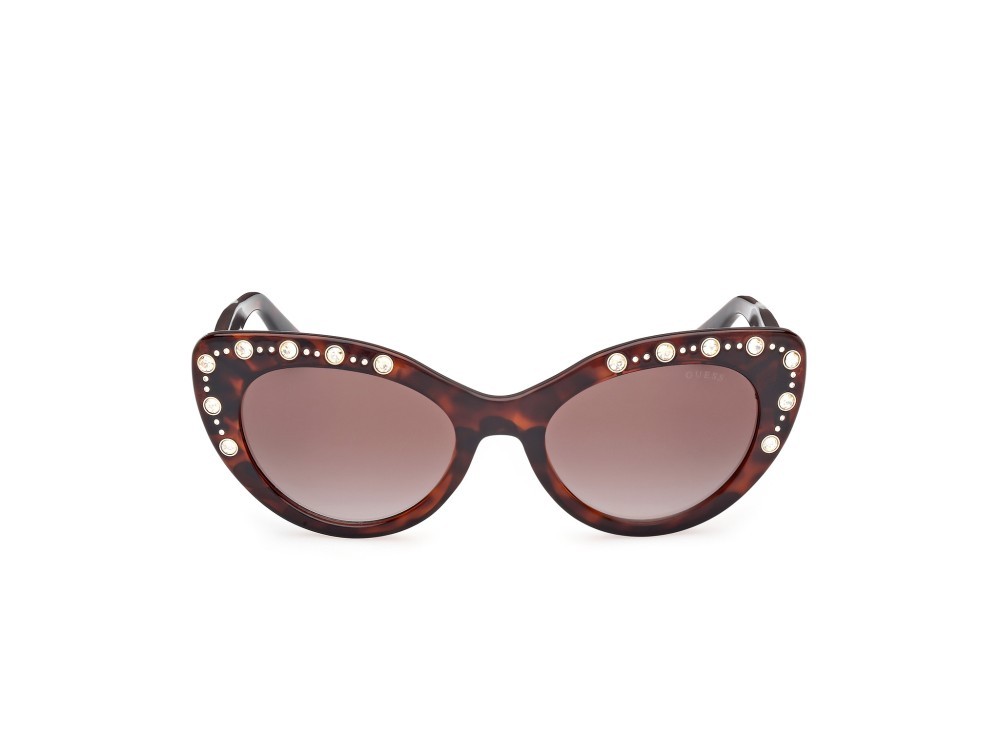 Occhiali da sole Guess GU00163 (52F) colore avana scura forma cat eye lenti marrone sfumato