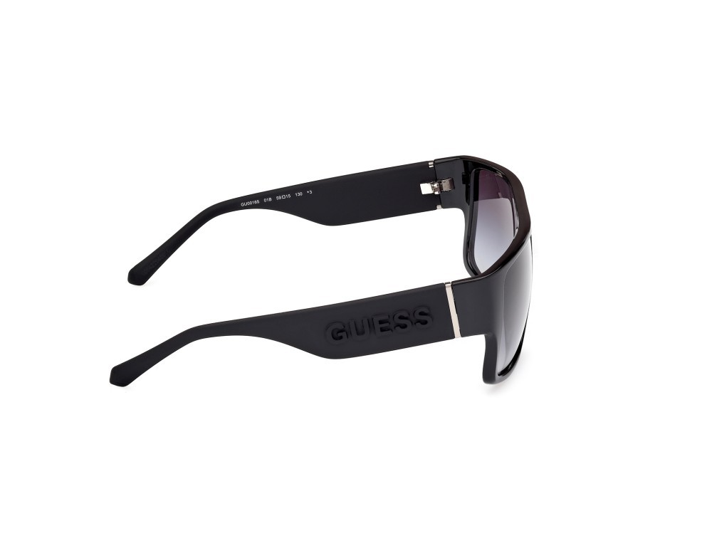 Occhiali da sole Guess GU00165 (01B) colore nero lucido - nero opaco forma rettangolare lenti fumo grad.