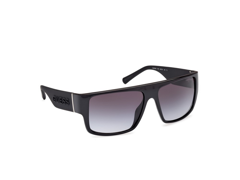 Occhiali da sole Guess GU00165 (01B) colore nero lucido - nero opaco forma rettangolare lenti fumo grad.