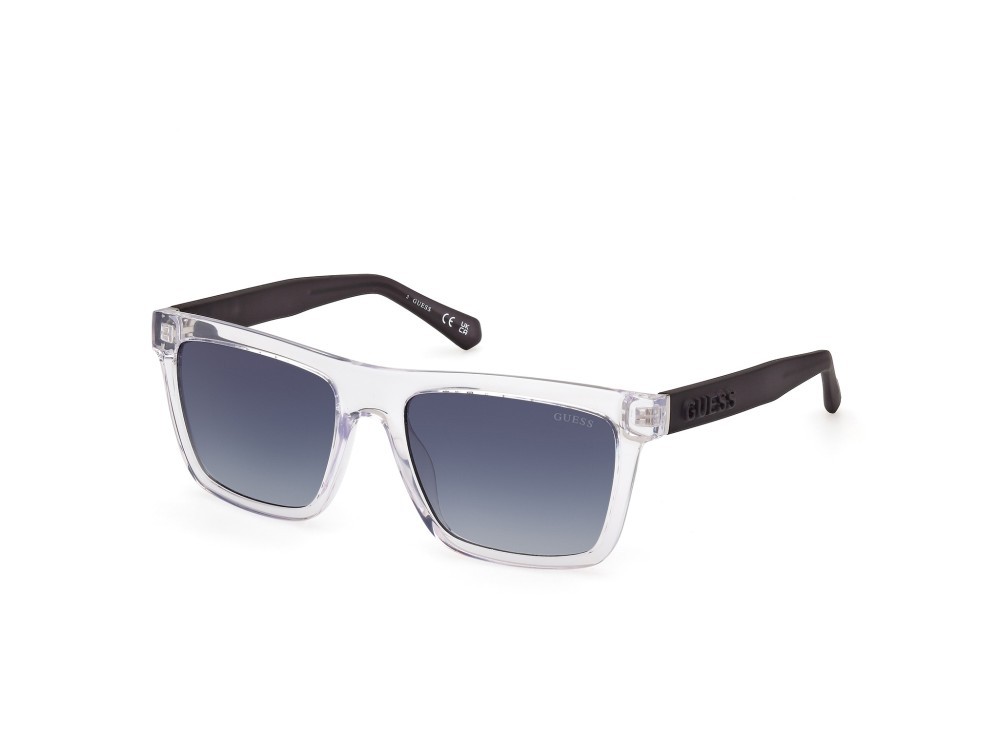 Occhiali da sole Guess GU00166 (26W) colore cristallo - grigio opaco forma quadrato lenti blu sfumato