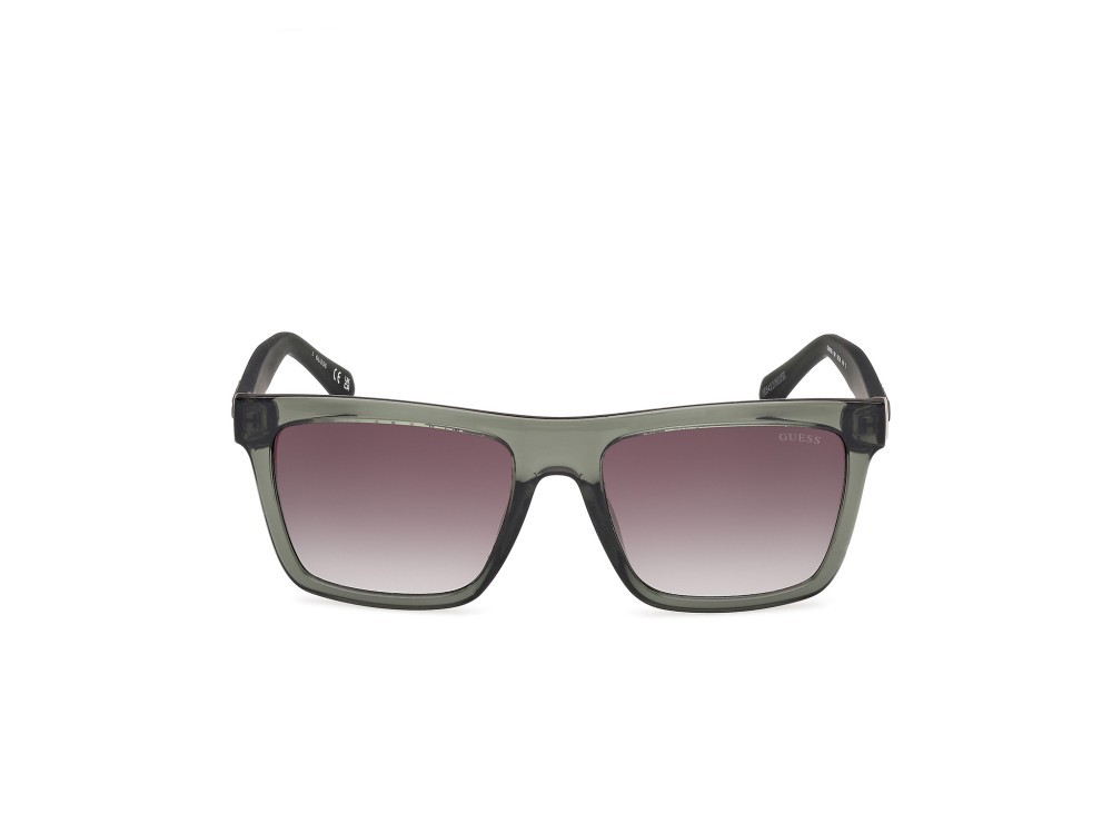 Occhiali da sole Guess GU00166 (96P) colore verde scuro lucido - verde scuro opaco forma quadrato lenti verde sfumato