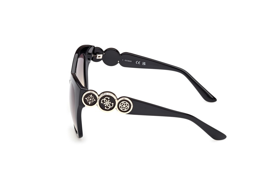 Occhiali da sole Guess GU00197 (05B) colore nero lucido forma farfalla lenti fumo grad.