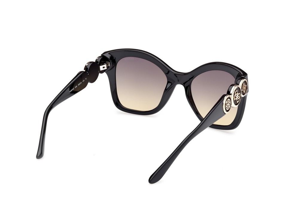 Occhiali da sole Guess GU00197 (05B) colore nero lucido forma farfalla lenti fumo grad.