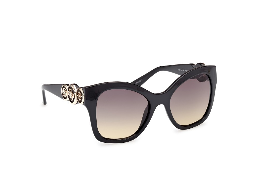 Occhiali da sole Guess GU00197 (05B) colore nero lucido forma farfalla lenti fumo grad.