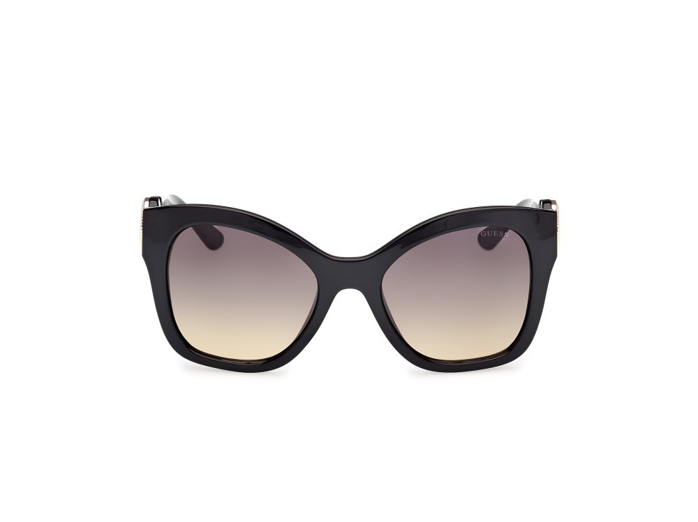 Occhiali da sole Guess GU00197 (05B) colore nero lucido forma farfalla lenti fumo grad.