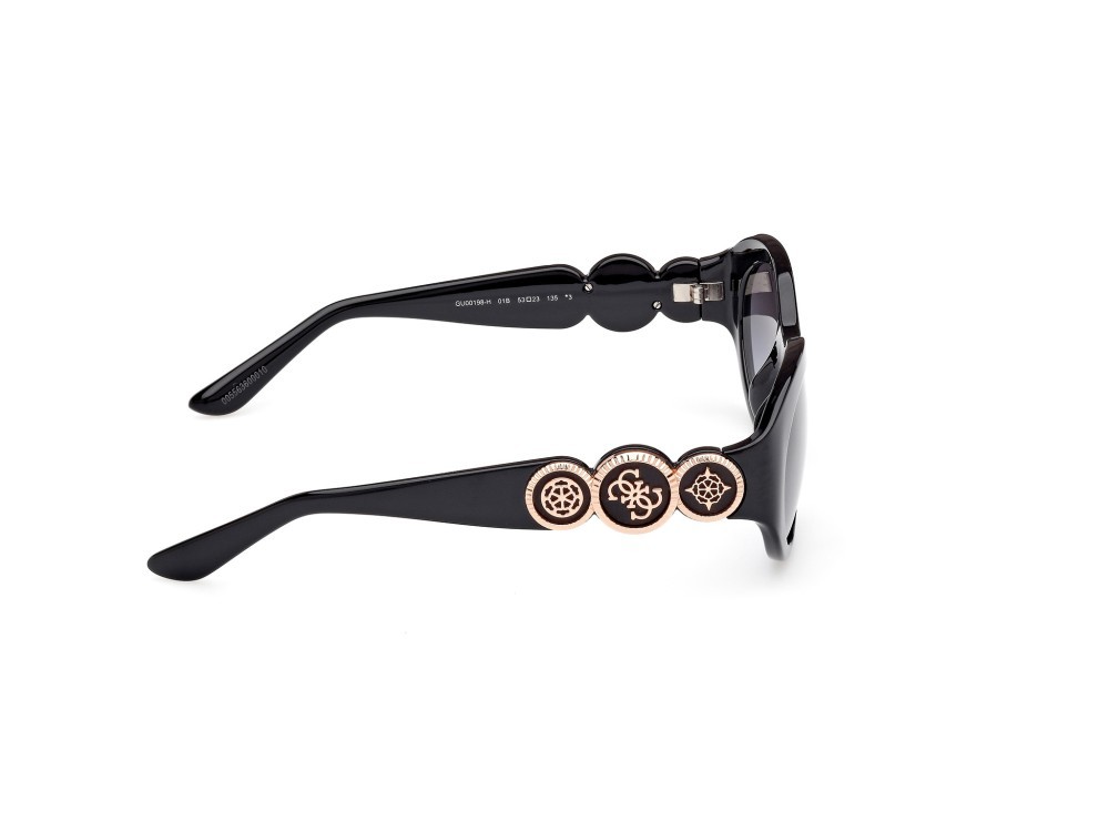 Occhiali da sole Guess GU00198-H (01B) colore nero lucido forma ovale lenti fumo grad.