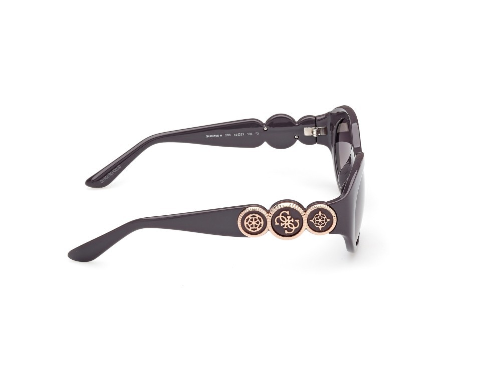 Occhiali da sole Guess GU00198-H (20B) colore grigio lucido forma ovale lenti fumo grad.