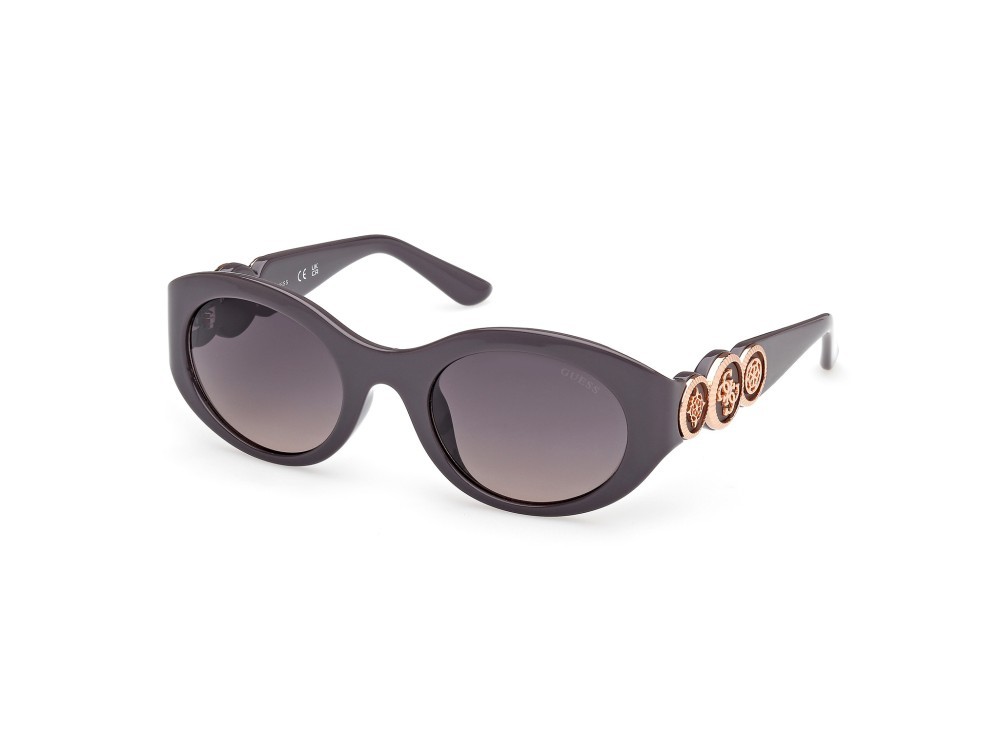 Occhiali da sole Guess GU00198-H (20B) colore grigio lucido forma ovale lenti fumo grad.