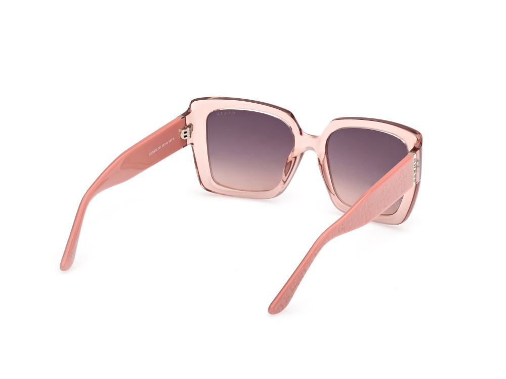 Occhiali da sole Guess GU00200 (72F) colore rosa chiaro lucido - rosa/perlato forma quadrato lenti marrone sfumato