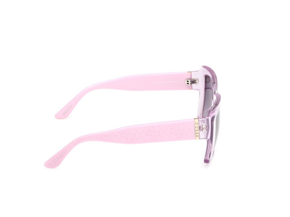 Occhiali da sole Guess GU00200 (78Z) colore lilla lucido - lilla/perlato forma quadrato lenti viola sfumato o specchiato