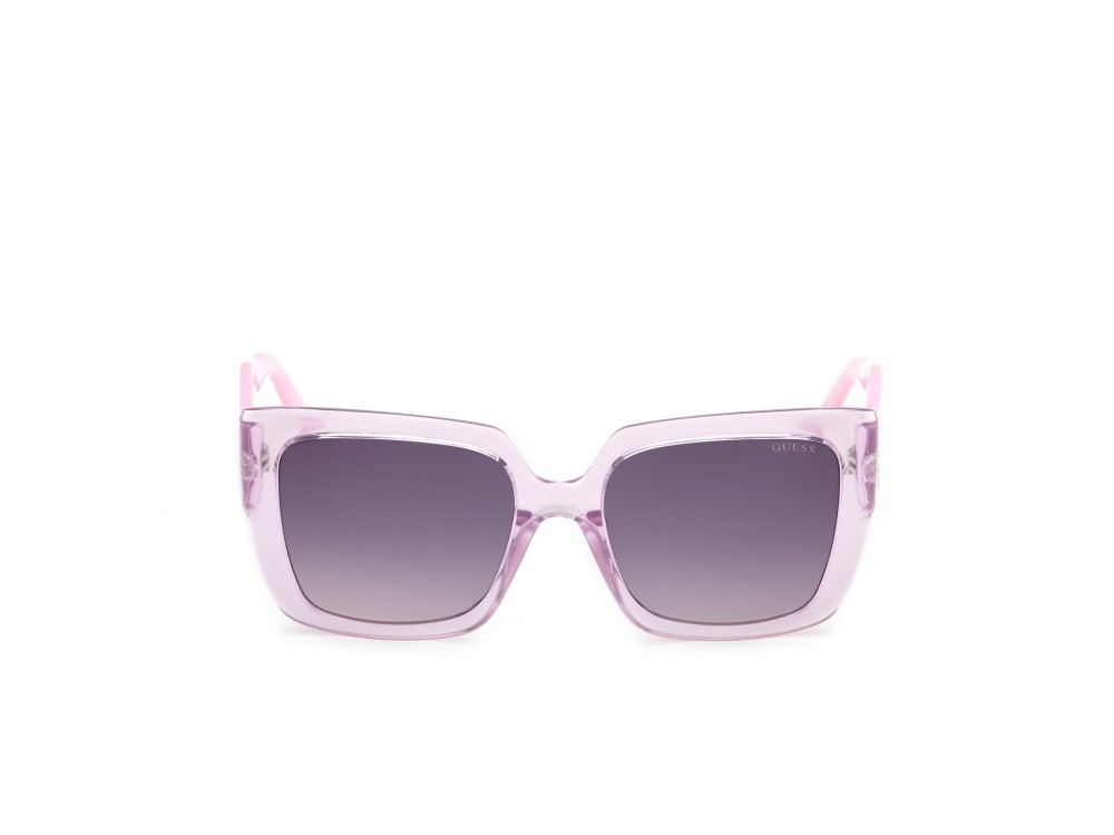 Occhiali da sole Guess GU00200 (78Z) colore lilla lucido - lilla/perlato forma quadrato lenti viola sfumato o specchiato