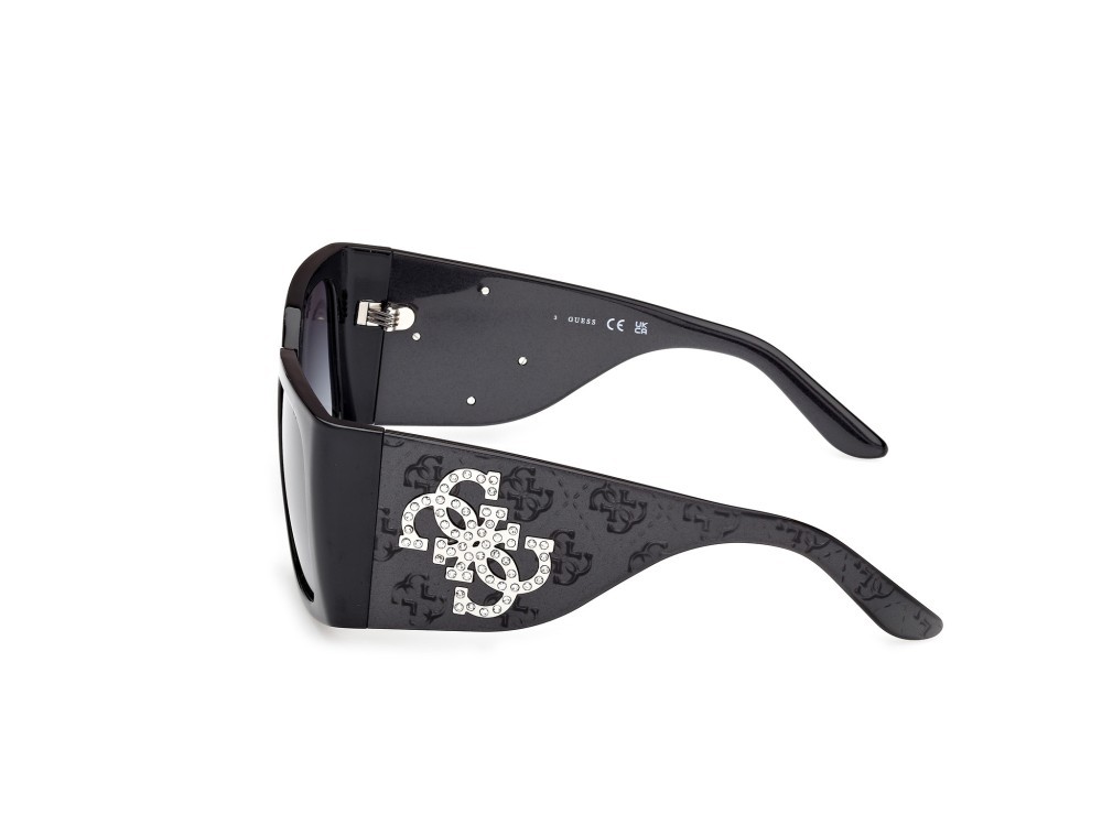 Occhiali da sole Guess GU00201-H (01B) colore nero lucido forma quadrato lenti fumo grad.