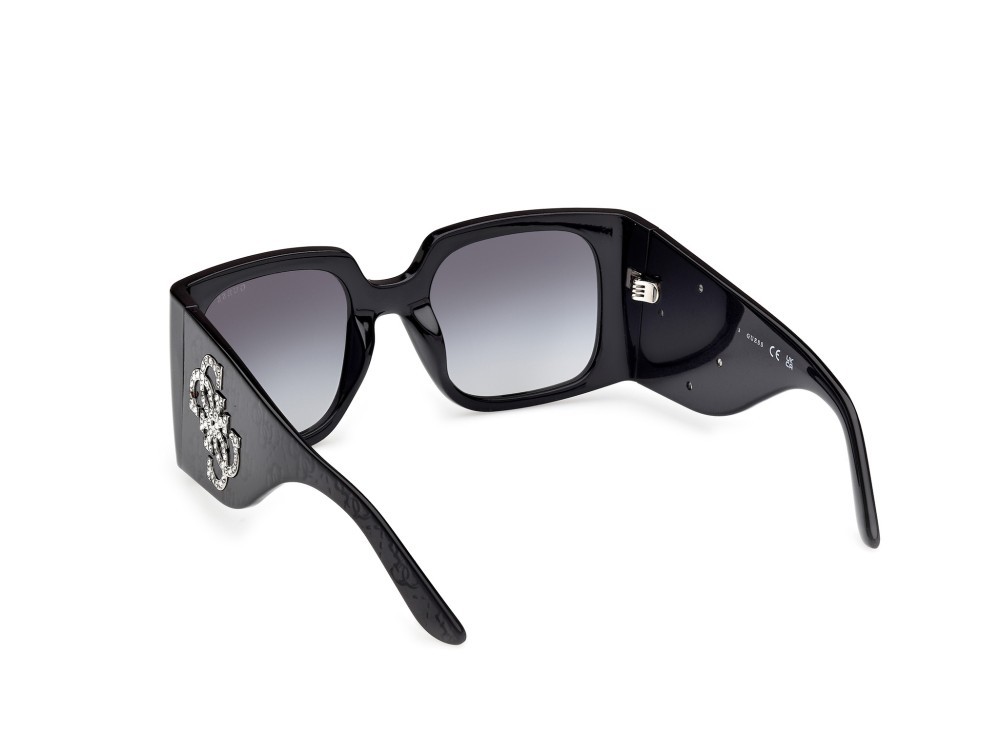 Occhiali da sole Guess GU00201-H (01B) colore nero lucido forma quadrato lenti fumo grad.