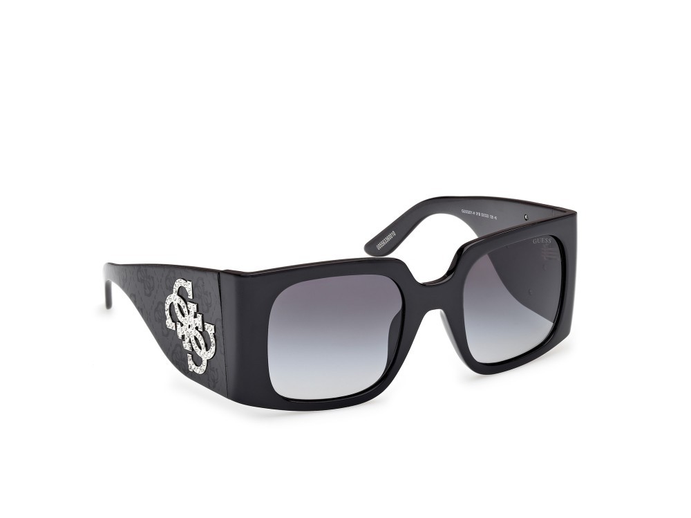 Occhiali da sole Guess GU00201-H (01B) colore nero lucido forma quadrato lenti fumo grad.