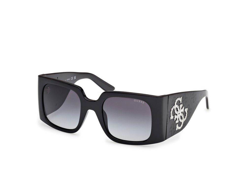 Occhiali da sole Guess GU00201-H (01B) colore nero lucido forma quadrato lenti fumo grad.