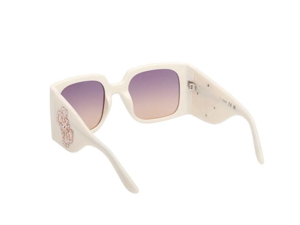 Occhiali da sole Guess GU00201-H (21Z) colore bianco lucido forma quadrato lenti viola sfumato o specchiato