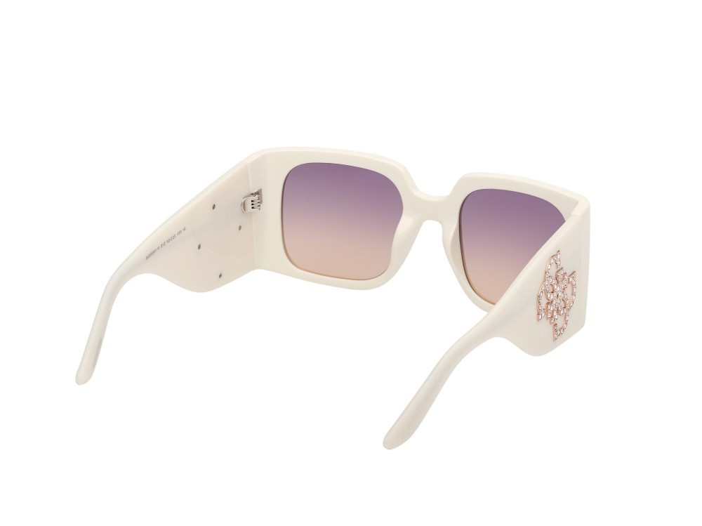 Occhiali da sole Guess GU00201-H (21Z) colore bianco lucido forma quadrato lenti viola sfumato o specchiato