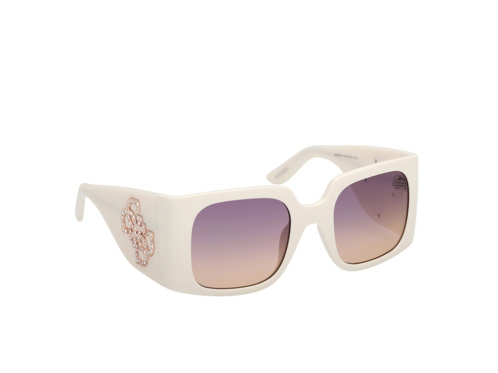 Occhiali da sole Guess GU00201-H (21Z) colore bianco lucido forma quadrato lenti viola sfumato o specchiato