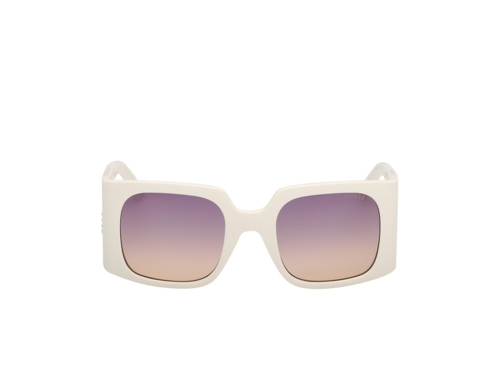 Occhiali da sole Guess GU00201-H (21Z) colore bianco lucido forma quadrato lenti viola sfumato o specchiato