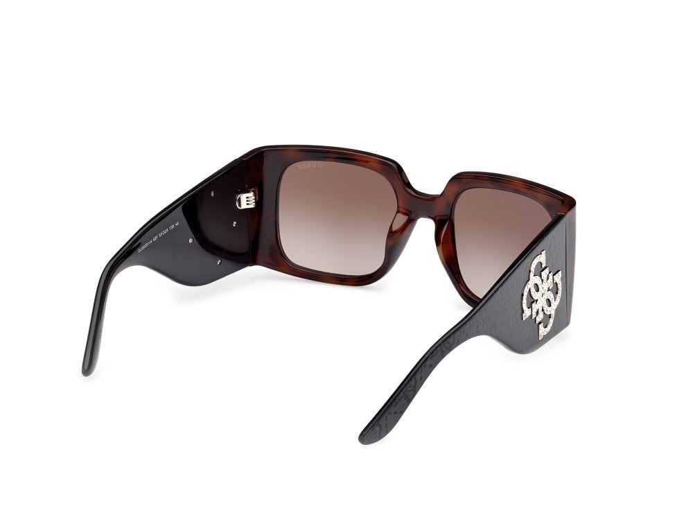 Occhiali da sole Guess GU00201-H (52F) colore avana scura - nero lucido forma quadrato lenti marrone sfumato