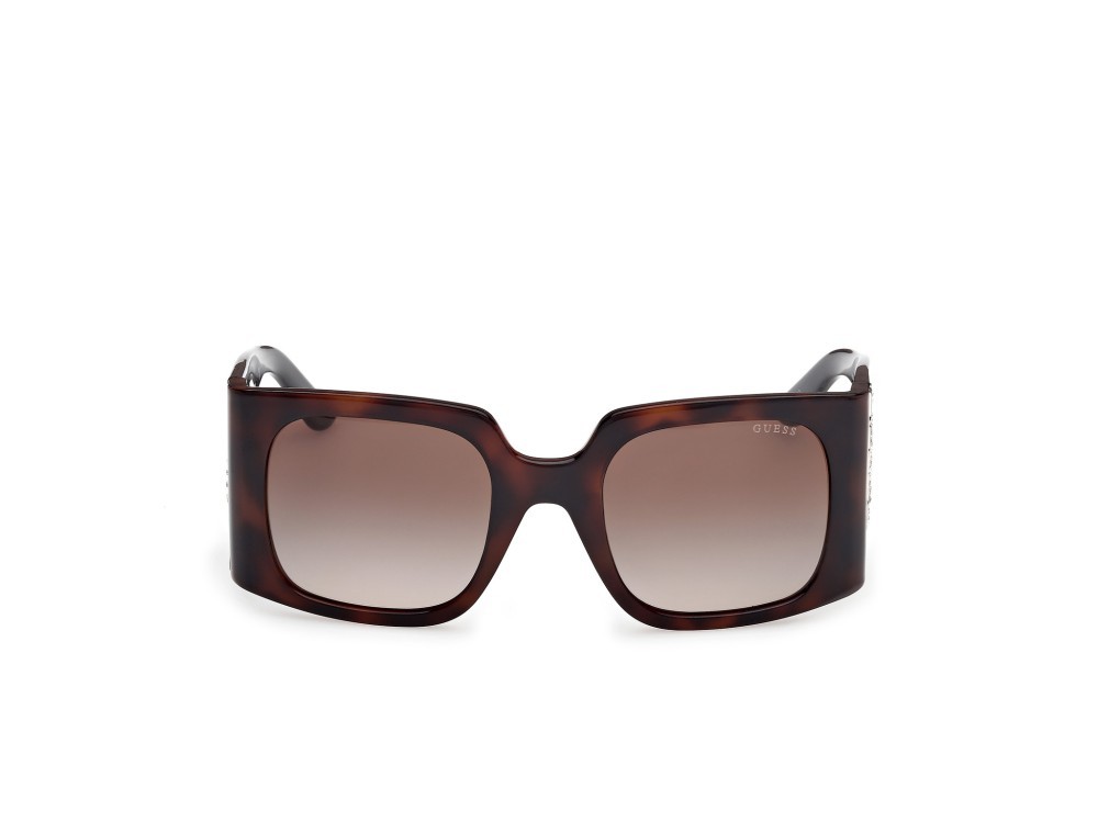 Occhiali da sole Guess GU00201-H (52F) colore avana scura - nero lucido forma quadrato lenti marrone sfumato