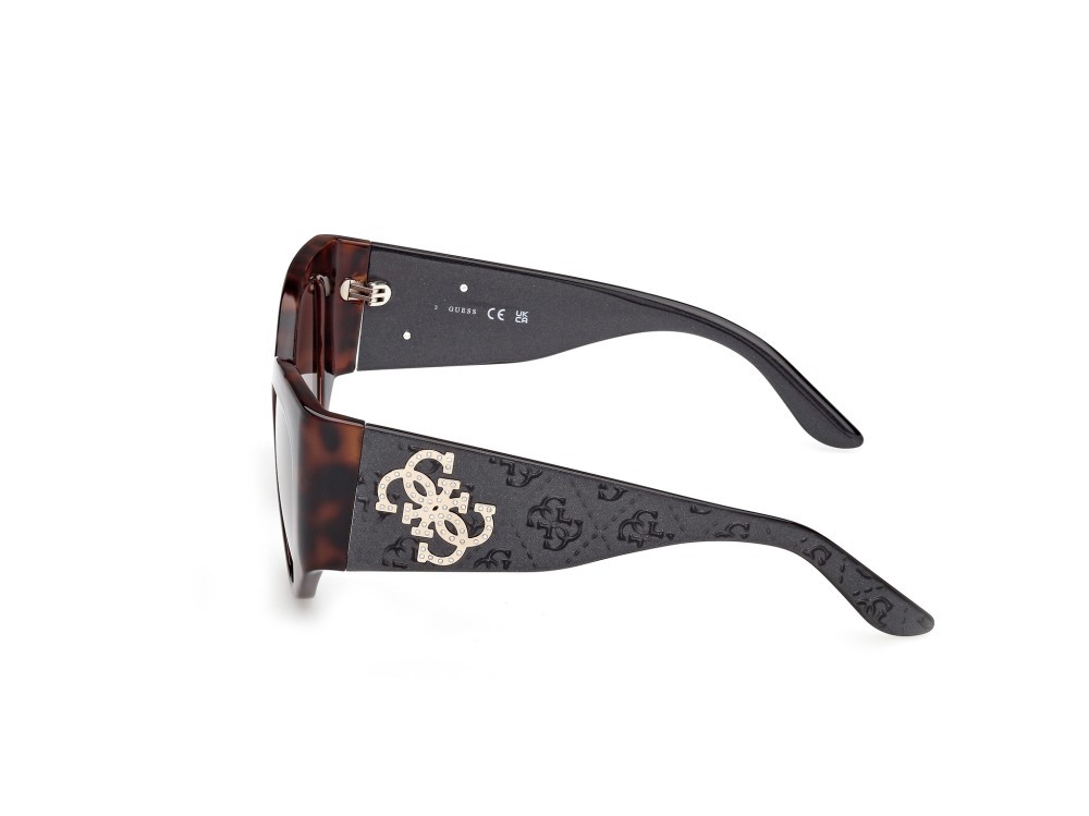 Occhiali da sole Guess GU00202 (52F) colore avana scura - nero lucido forma farfalla lenti marrone sfumato