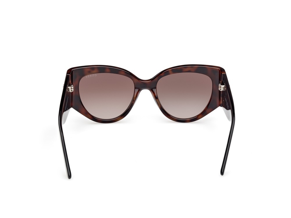 Occhiali da sole Guess GU00202 (52F) colore avana scura - nero lucido forma farfalla lenti marrone sfumato