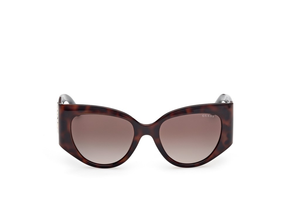 Occhiali da sole Guess GU00202 (52F) colore avana scura - nero lucido forma farfalla lenti marrone sfumato