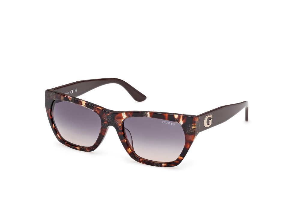 Occhiali da sole Guess GU00203-H (52B) colore avana scura - marrone scuro lucido forma geometrico lenti fumo grad.