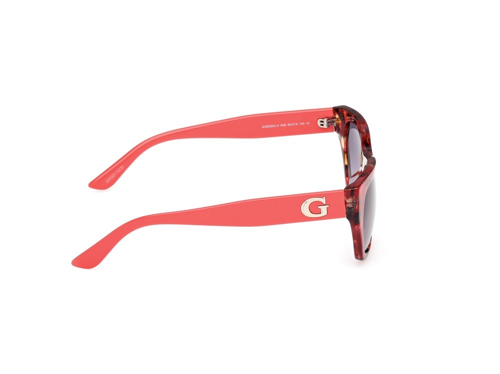 Occhiali da sole Guess GU00203-H (54B) colore avana rossa - rosso chiaro lucido forma geometrico lenti fumo grad.