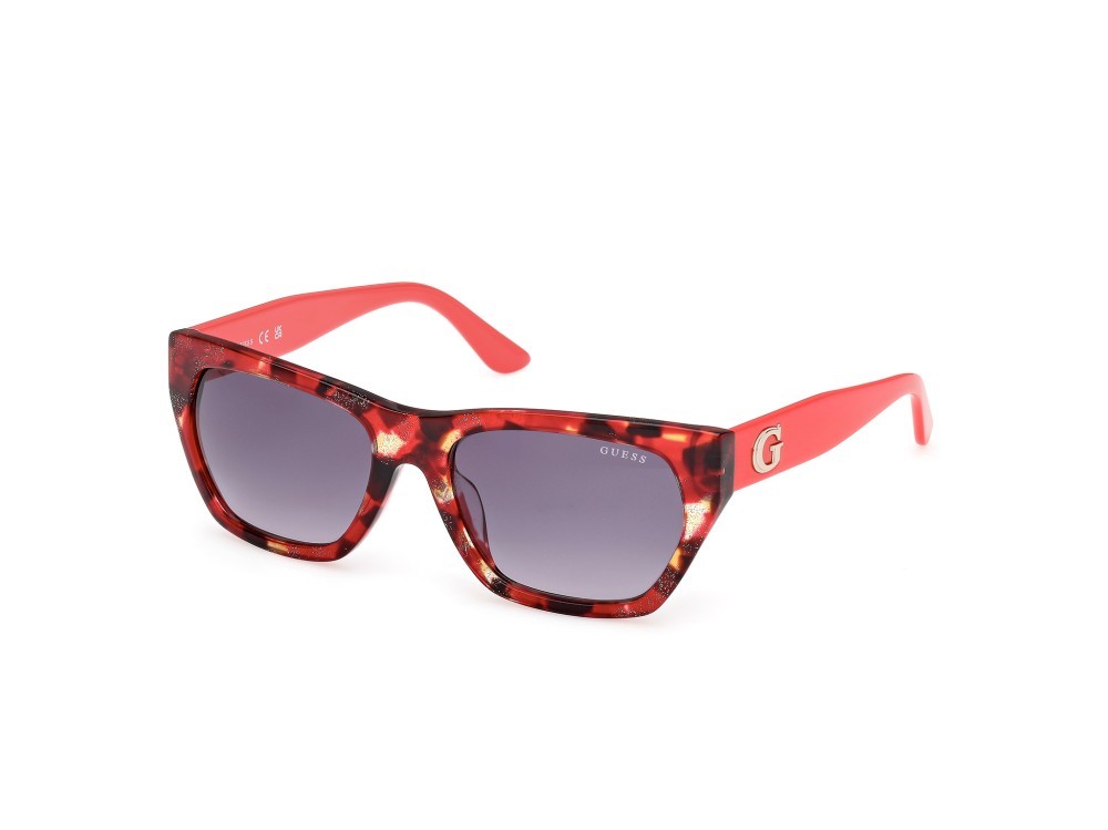 Occhiali da sole Guess GU00203-H (54B) colore avana rossa - rosso chiaro lucido forma geometrico lenti fumo grad.