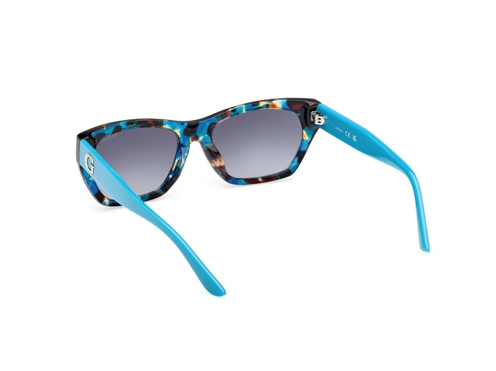 Occhiali da sole Guess GU00203-H (87P) colore turchese /avana - turchese lucido forma geometrico lenti verde sfumato