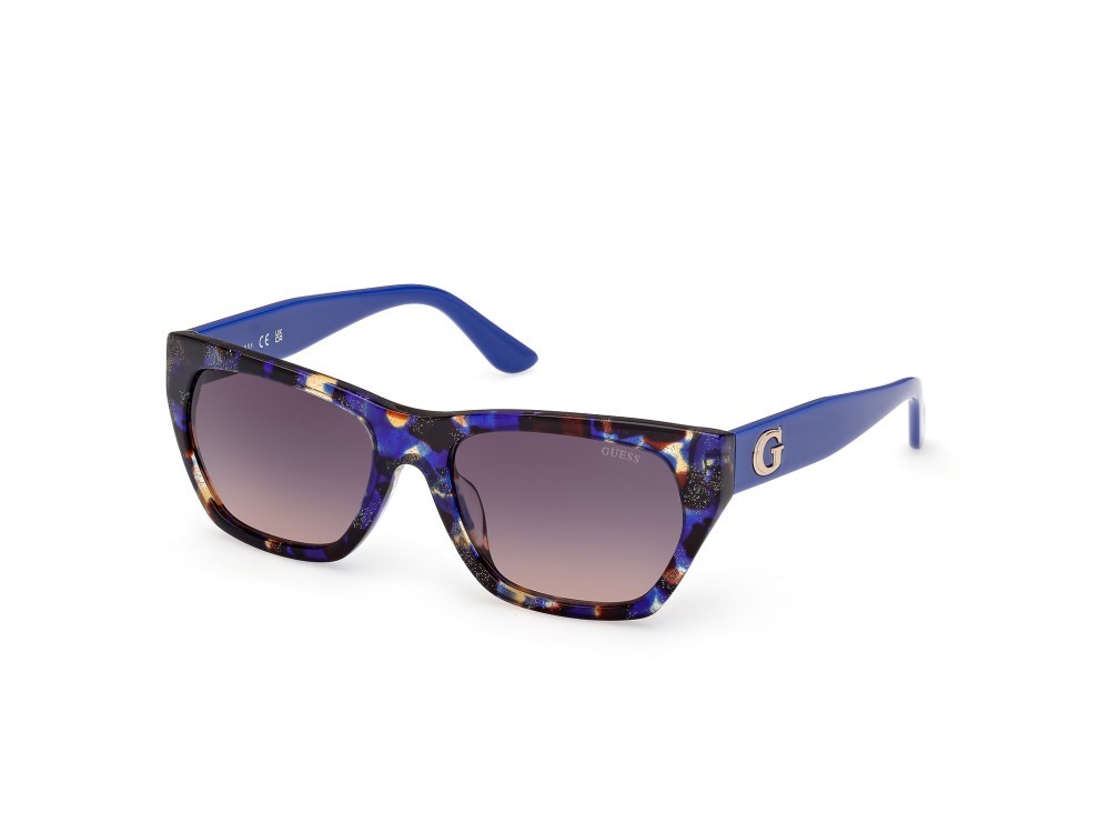Occhiali da sole Guess GU00203-H (92F) colore blu/avana - blu lucido forma geometrico lenti marrone sfumato