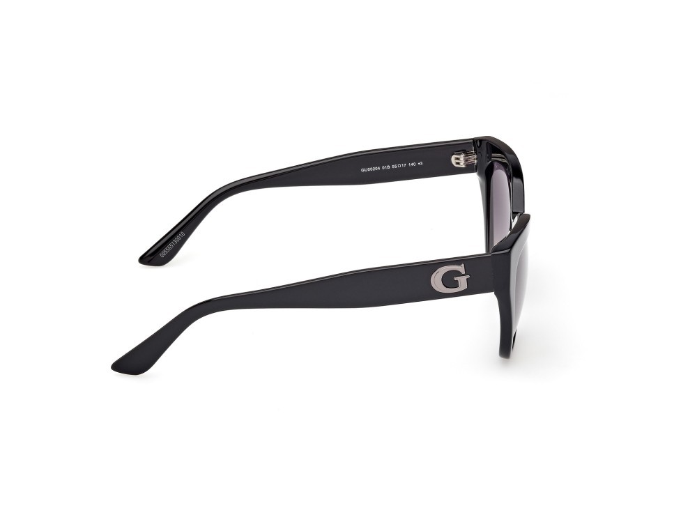 Occhiali da sole Guess GU00204 (01B) colore nero lucido forma farfalla lenti fumo grad.