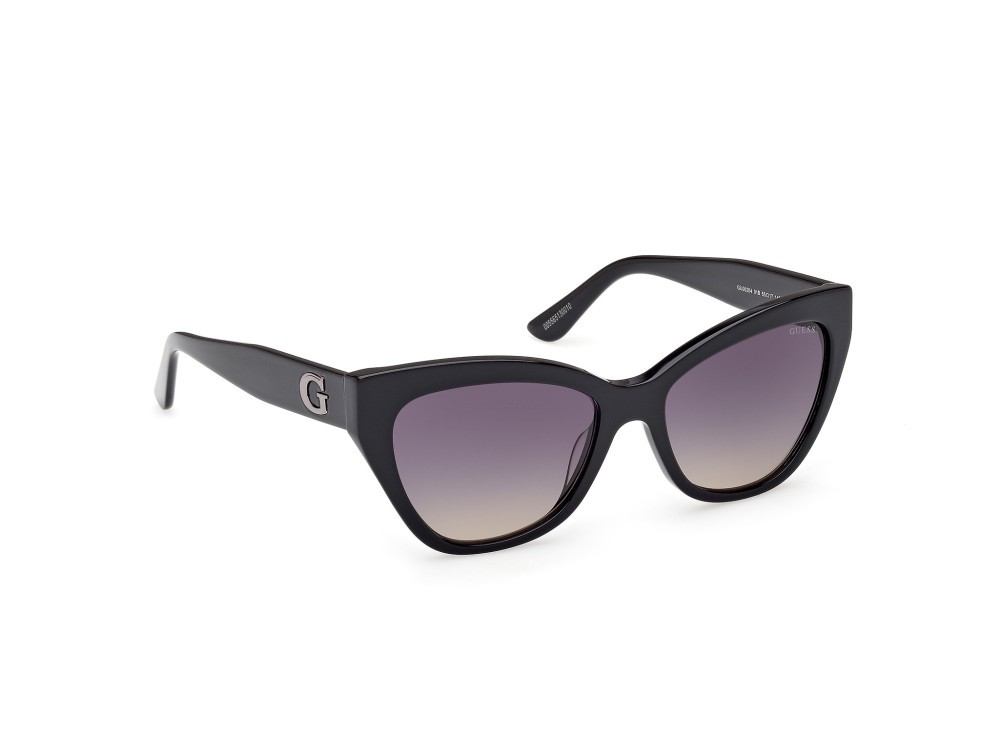Occhiali da sole Guess GU00204 (01B) colore nero lucido forma farfalla lenti fumo grad.
