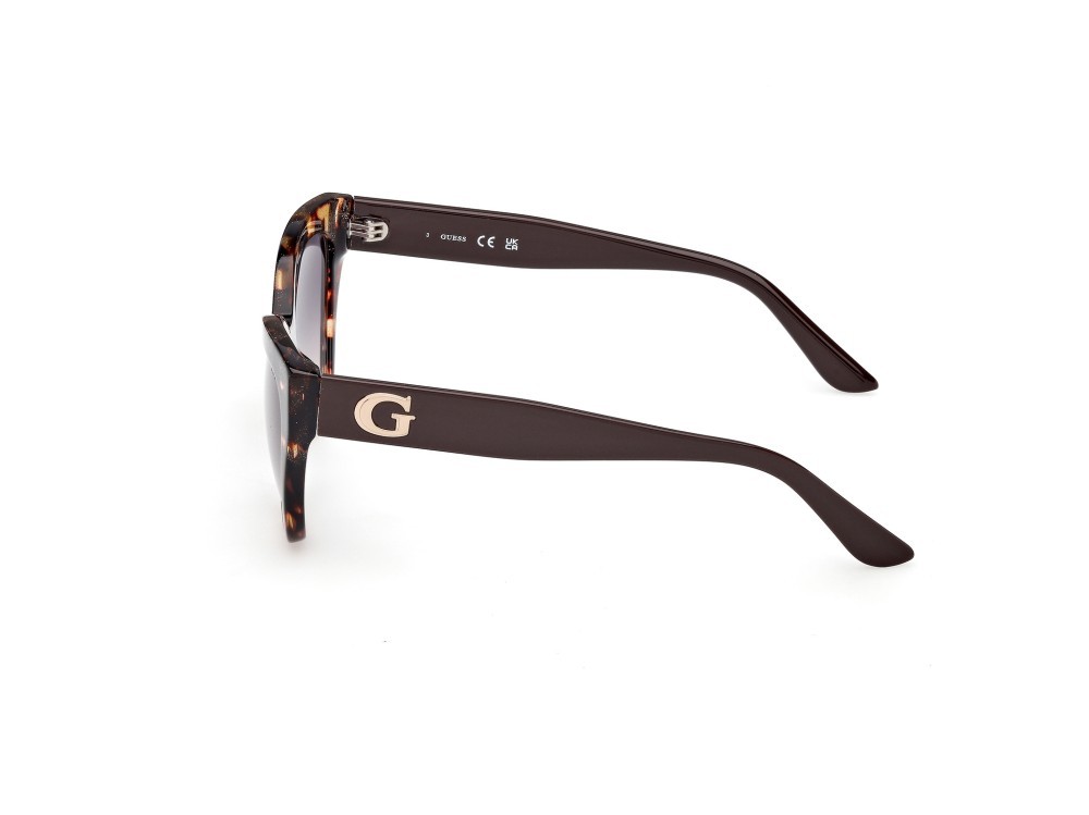 Occhiali da sole Guess GU00204 (52B) colore avana scura / marrone scuro lucido forma farfalla lenti fumo grad.