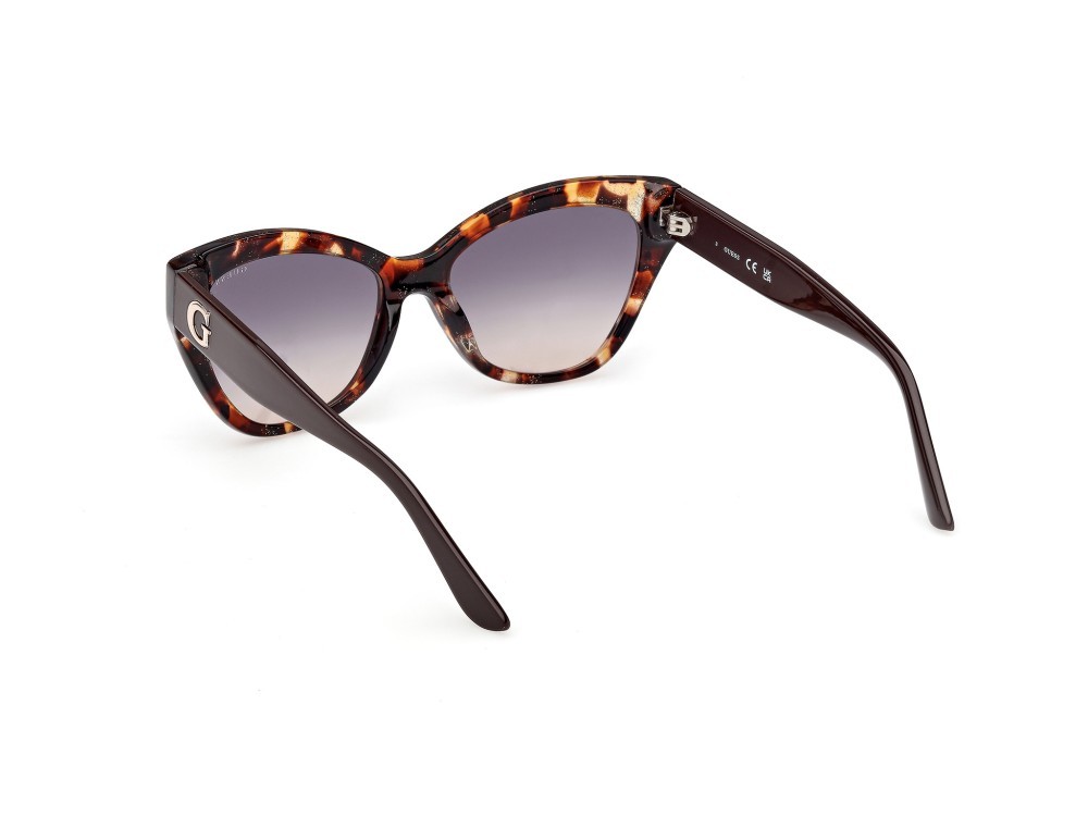 Occhiali da sole Guess GU00204 (52B) colore avana scura / marrone scuro lucido forma farfalla lenti fumo grad.